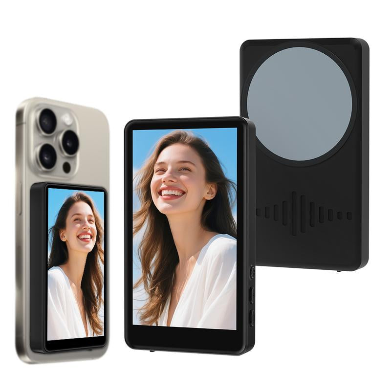 Magnetic Phone Vlog Selfie Monitor Screen,1080P Wireless Back‑Camera Monitor-Phone Vlog Selfie Monitor Screen 1080P HD Magnetic Phone Holder Clip Mount for Tiktok Live Streaming Vlogging Creator[Not Compatible with Iphone 17]